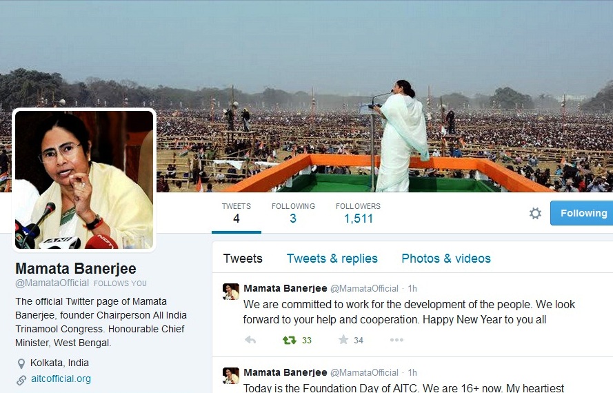Mamata Banerjee joins Twitter