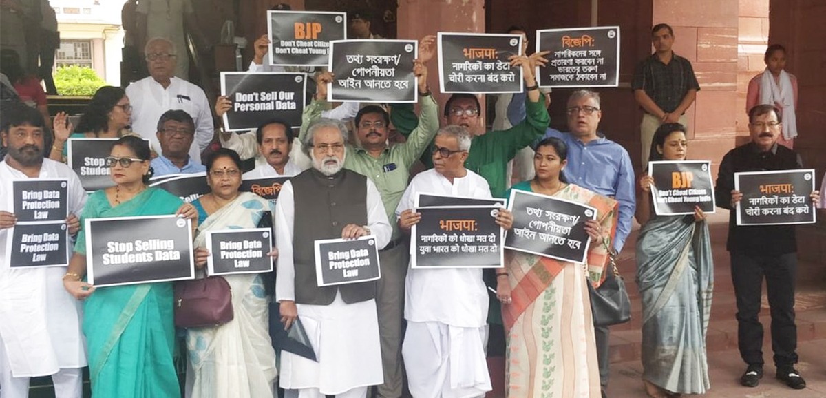Trinamool holds protest in Parliament premises on data privacy